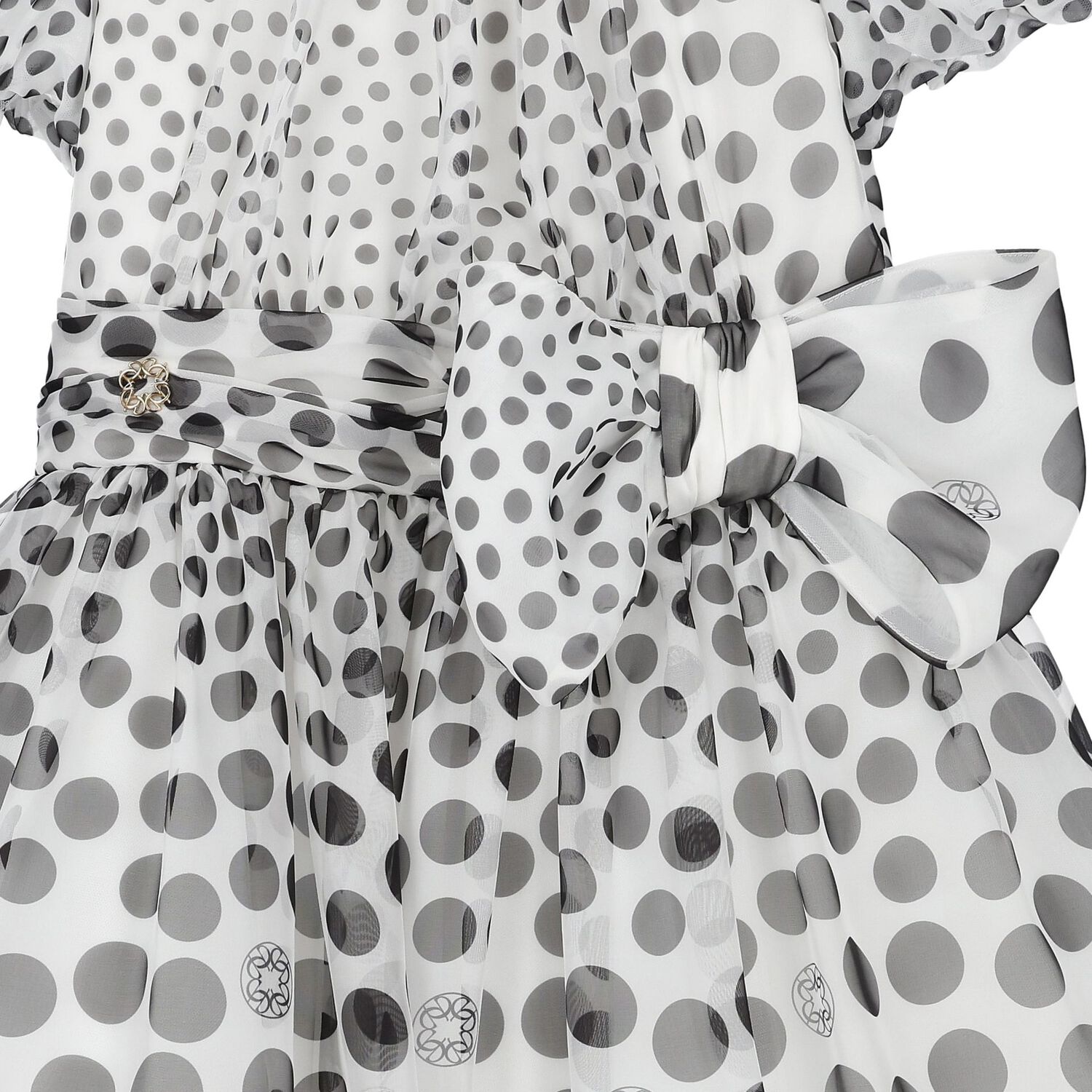 Girls White & Black Polka Dot Dress, 1, hi-res image number null